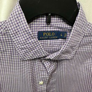 Mens Shirt Purple with white and tiny black lines to create squares.